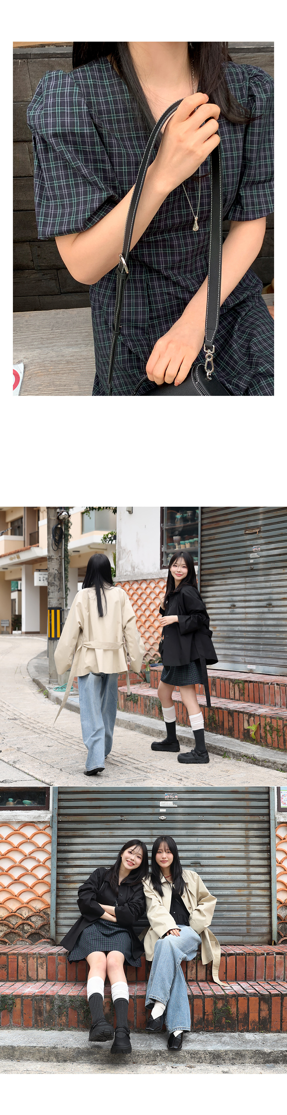 グレースチェックパフミニワンピース-💓66girls💓 韓国人気レディース